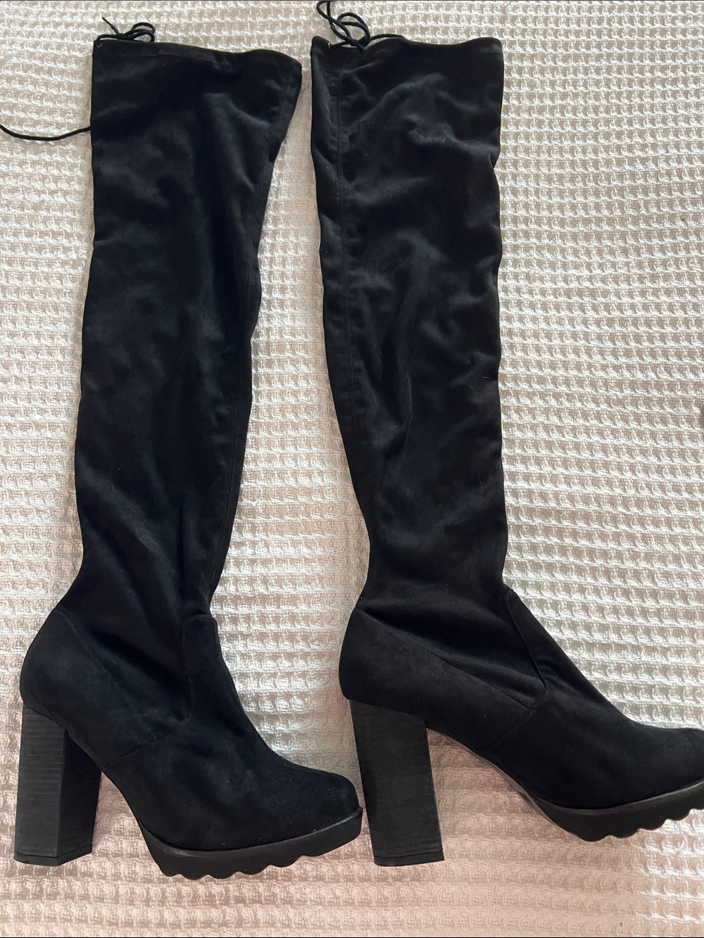 Free People Black Over-the-Knee Chunky Platform Boots